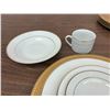 Image 3 : 8 Person Dining Set Porcelain White with Gold Trim by Presidents Choice