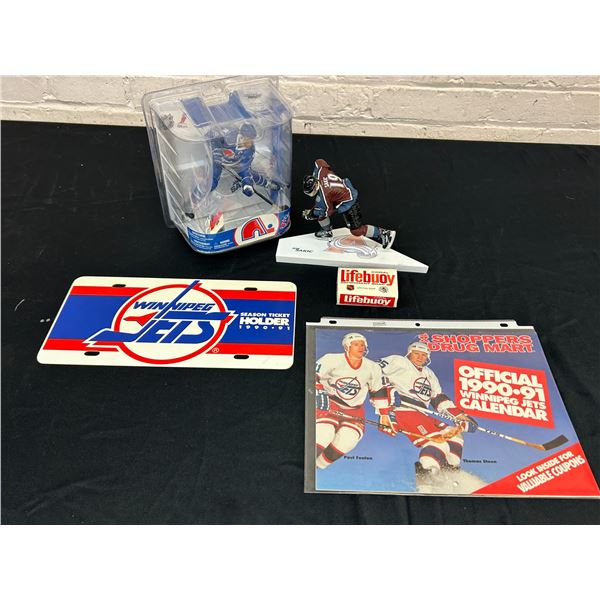 5pcs Vintage Hockey NHL Calendar, Winnipeg Jets, License Plate, Lifebuoy, McFarlane