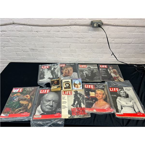 Lot of Vintage LIFE Magazines, 1st Marilyn Monroe Cover, Books