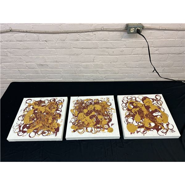 Lot of 3 "Copper Melody" Lillian Austin Original Canvas Paintings 16" x 16"