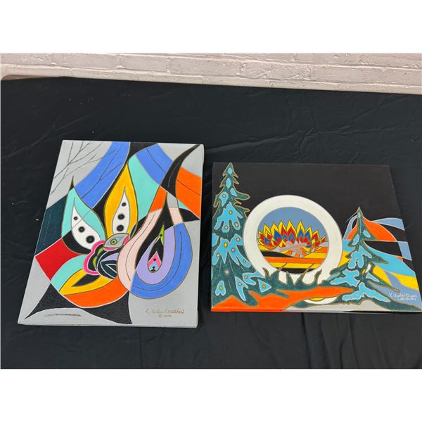 Lot of 2 Lillian Austin Original Canvas Paintings 16" x 20"