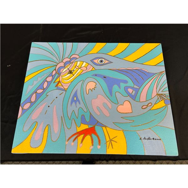 " A Frog's Leg in Hiding" Original Canvas Painting by Lillian Austin