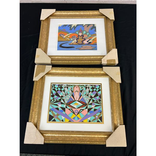 Lot of 2 Original Lillian Austin Framed Paintings in Gold Tone Frames, 15" x 17.5"