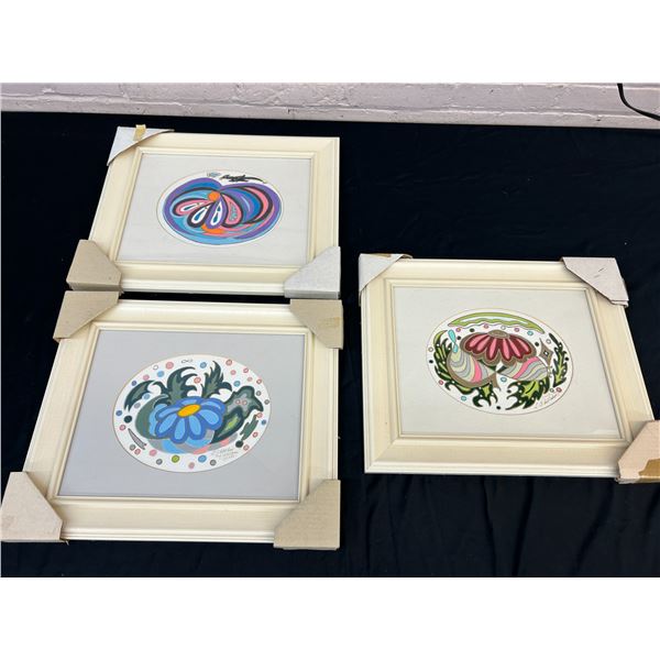 Lot of 3 Framed Lillian Austin Paintings Flowers, Unnamed, 15 x 17.5"