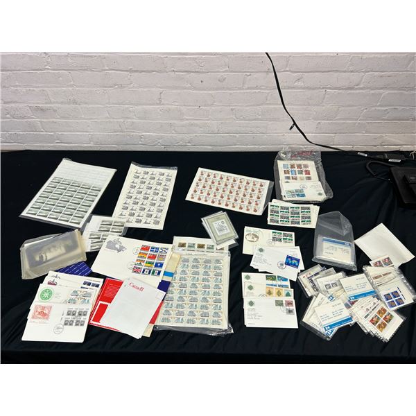 Collection of Vintage Canadian Stamps mostly 1970s, Unused Corner Blocks, First Day Covers,  etc