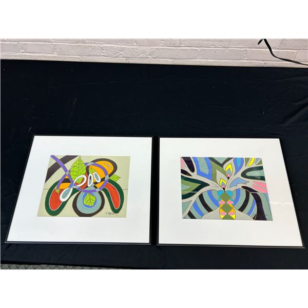 Lot of 2 Lillian Austin Originals, Framed, Mixed Media 17" x 20"