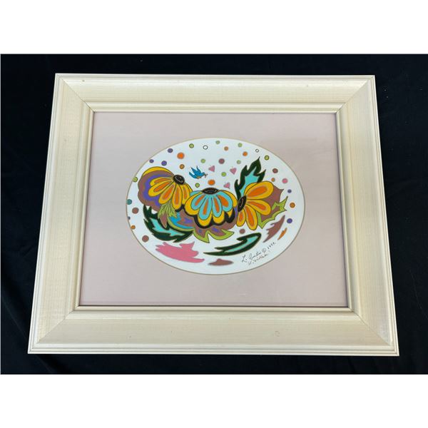 Lillian Austin Framed Original Flower Painting, Unnamed. 15" x 17.5"