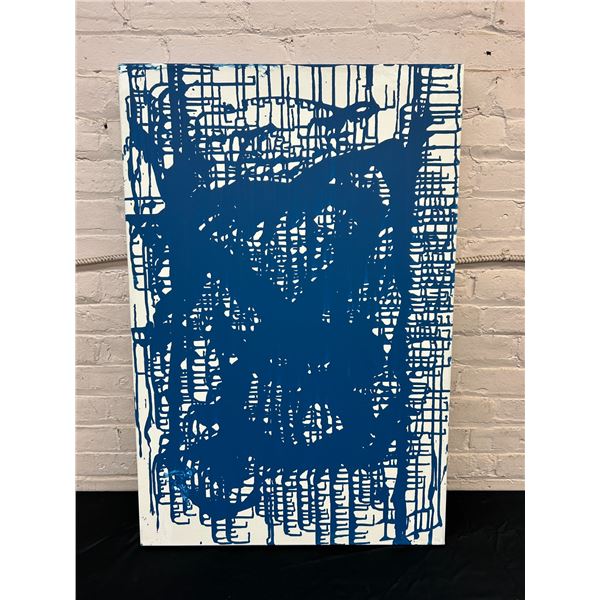 Unnamed Unsigned Lillian Austin Blue Drip Canvas Painting 2ft x 3ft
