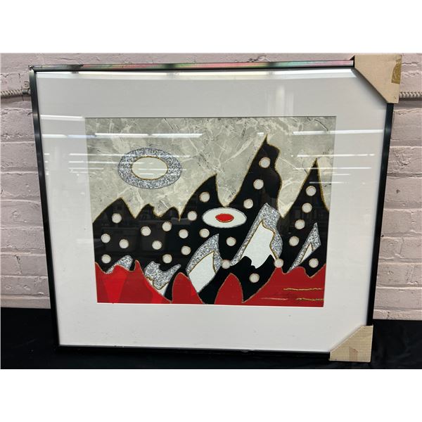 "The Mountains Talked" Original Framed Artwork by Lillian Austin, Mixed Media 28" x 25"