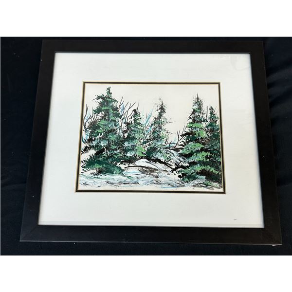 "Frosty Evergreen" Framed Original Painting by Lillian Austin