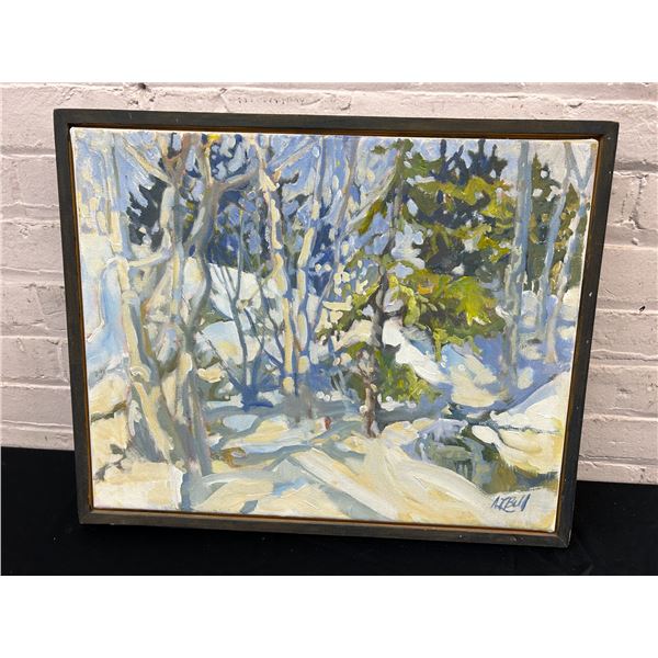 Anne Bull Original Canvas Painting, Framed 21" x 17"