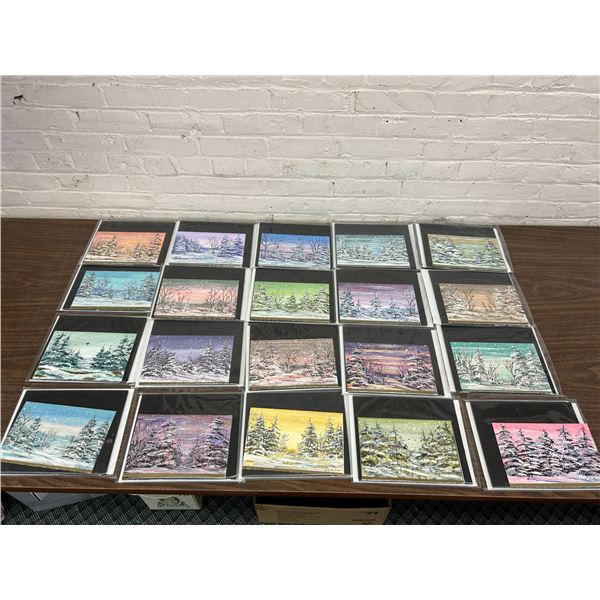 Lot of 20 Lillian Austin Winter Scenes Matted Paintings 9x11