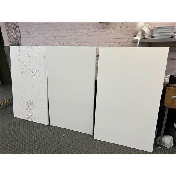 Lot of 3 Blank (or lightly used) Prepped 3ft x 5ft Canvases