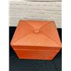 Image 2 : Vintage Orange Record Storage Ottoman 19" x 15" x 16"