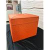 Image 6 : Vintage Orange Record Storage Ottoman 19" x 15" x 16"
