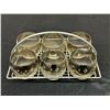 Image 1 : Vintage Silver Fade Embossed Roly Poly Caddy Set of 6 Glasses, MCM