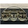 Image 2 : Vintage Silver Fade Embossed Roly Poly Caddy Set of 6 Glasses, MCM