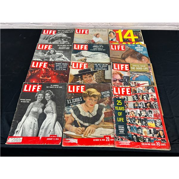 Lot of 12 LIFE Magazines circa 1950s