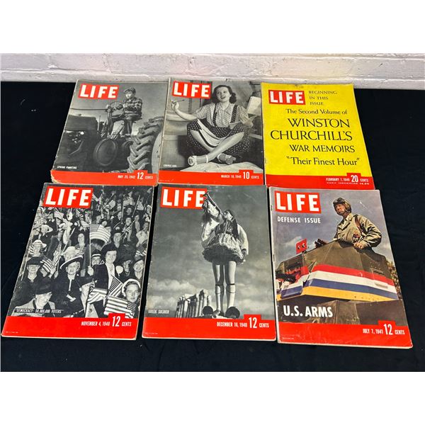 Lot of 6 LIFE Magazines circa 1940s