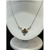 Image 2 : Sterling Silver Necklace with Pendant, Amber? Stone, 17" long