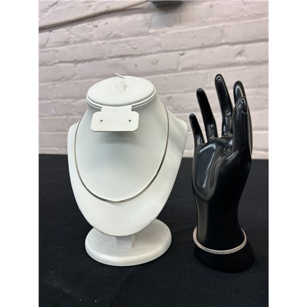 Herringbone Sterling Silver Necklace and Bracelet