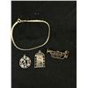 Image 1 : Lot of Sterling Silver Bracelet and 3 Charms, total weight 11 grams.