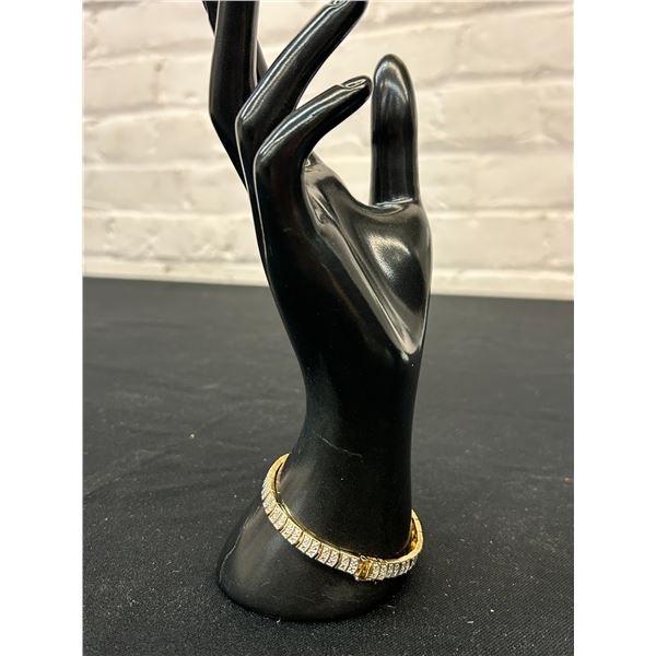 Gold Tone Stamped 925 China Tennis Style Bracelet