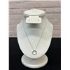 Image 1 : 10k White Gold Ladies Circle Pendant and Chain, 7" long, 35 Single Cut Diamonds .11 Ct