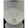 Image 2 : 10k White Gold Ladies Circle Pendant and Chain, 7" long, 35 Single Cut Diamonds .11 Ct