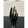 Image 1 : 14k Yellow Gold Dinner Style Ring w Natural Cut Emerald and Diamonds, 2.4grams total weight, S 5.5