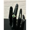 Image 2 : 14k Yellow Gold Dinner Style Ring w Natural Cut Emerald and Diamonds, 2.4grams total weight, S 5.5