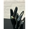 Image 3 : 14k Yellow Gold Dinner Style Ring w Natural Cut Emerald and Diamonds, 2.4grams total weight, S 5.5