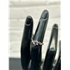Image 2 : 10k Gold Dinner Style Ring Amethyst and Small Diamonds, 1.5grams, Size 5.5
