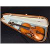 Image 1 : Vintage Unmarked Wooden Violin with Bow, in Case (as is, damage)