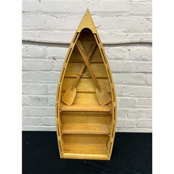 Wooden Folk Art Boat with Paddles Wall Decor 26" x 11"