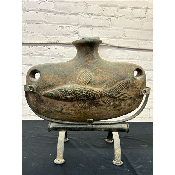 Antique Terracotta Pilgrim Vase with Stand 19" tall 21" wide