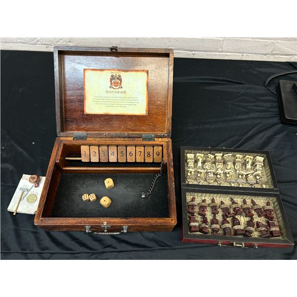 Terracotta Warrior Chess Set and Shut The Box Wooden Pub Game