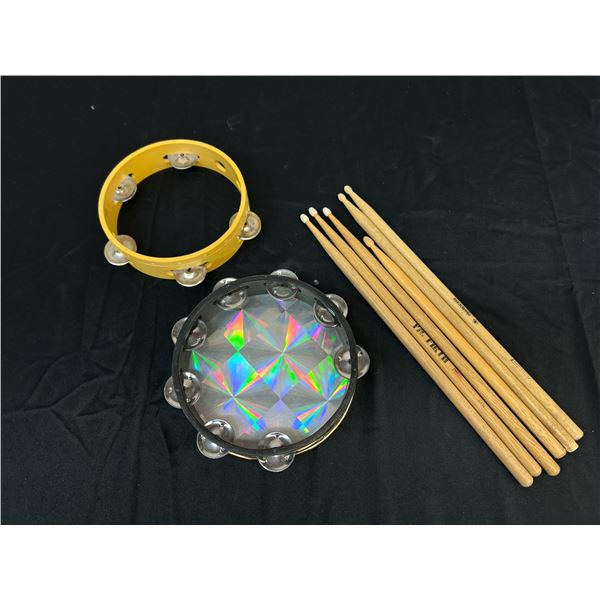 Lot of Drumsticks and Tambourines