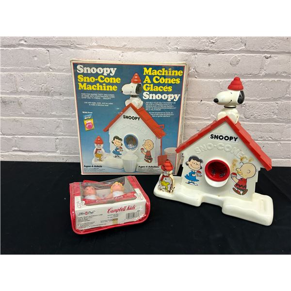Snoopy Sno-Cone Machine and Campbell Kid Dolls