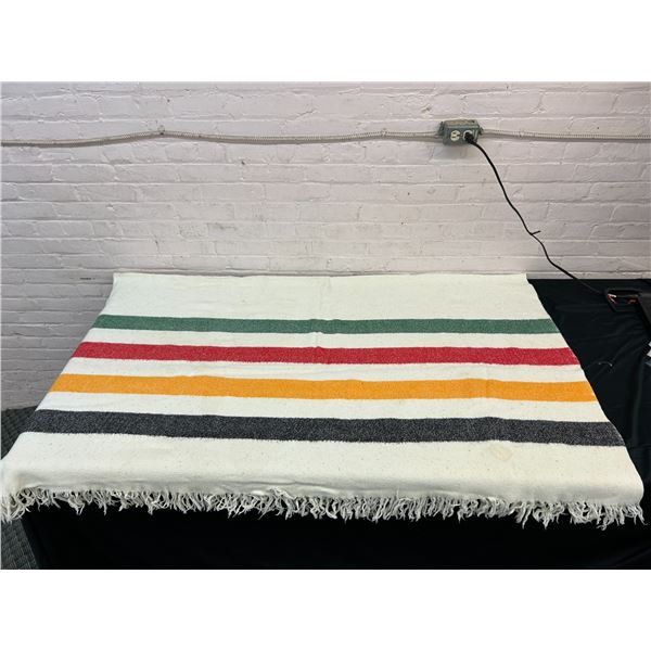 Candy Stripe Hudson Bay Style Throw Blanket 65" x 80" (stains)