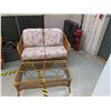 Image 1 : Bamboo Rattan Loveseat Sofa and Glass Top Coffee Table