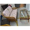 Image 2 : Bamboo Rattan Loveseat Sofa and Glass Top Coffee Table