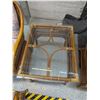 Image 6 : Pair of Bamboo Rattan Chairs Footstool and Glass top Table