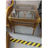 Image 7 : Pair of Bamboo Rattan Chairs Footstool and Glass top Table