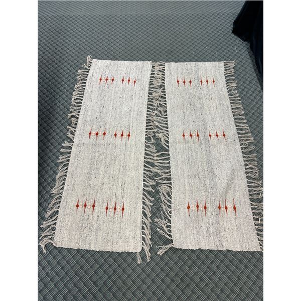 Pair of Hallway Rugs Boho Beige with Orange Accents, 59" x 20"