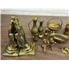 Image 2 : Lot of Assorted Brass Figurines, Hand Bookends, Frog, Elephant, Cat, Butterfly, etc