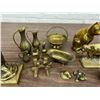 Image 3 : Lot of Assorted Brass Figurines, Hand Bookends, Frog, Elephant, Cat, Butterfly, etc