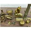 Image 4 : Lot of Assorted Brass Figurines, Hand Bookends, Frog, Elephant, Cat, Butterfly, etc