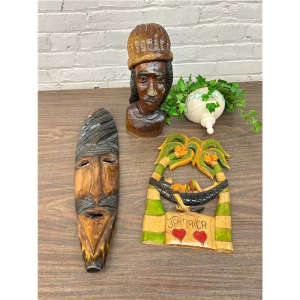 Wooden Carved African / Tribal Decor Masks, Figurine, Wall Art, Jamaica, etc