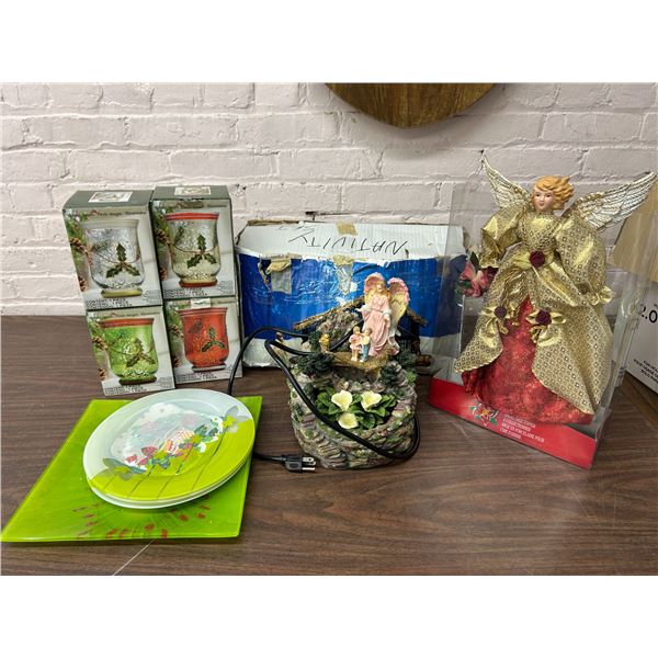 Lot of Misc Holiday Christmas Decorations, Angel, Mugs, Plates, etc